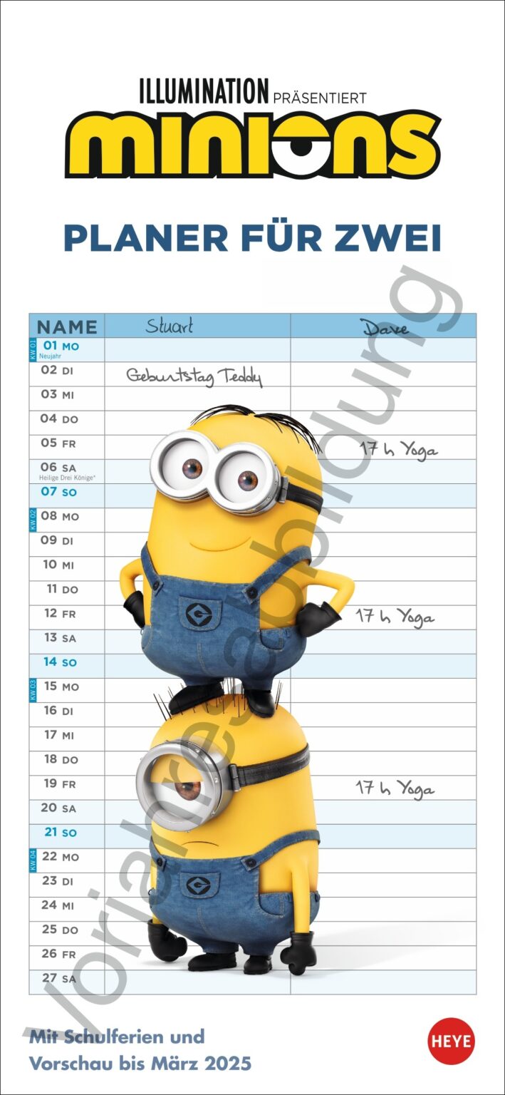 Kalender Minions Planer für zwei 2025 online kaufen